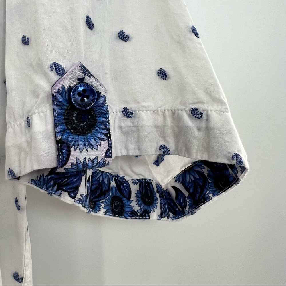 Jared Lang Men Button Down Short Sleeve Paisley Floral Embroidered Shirt Top M - Picture 6 of 9